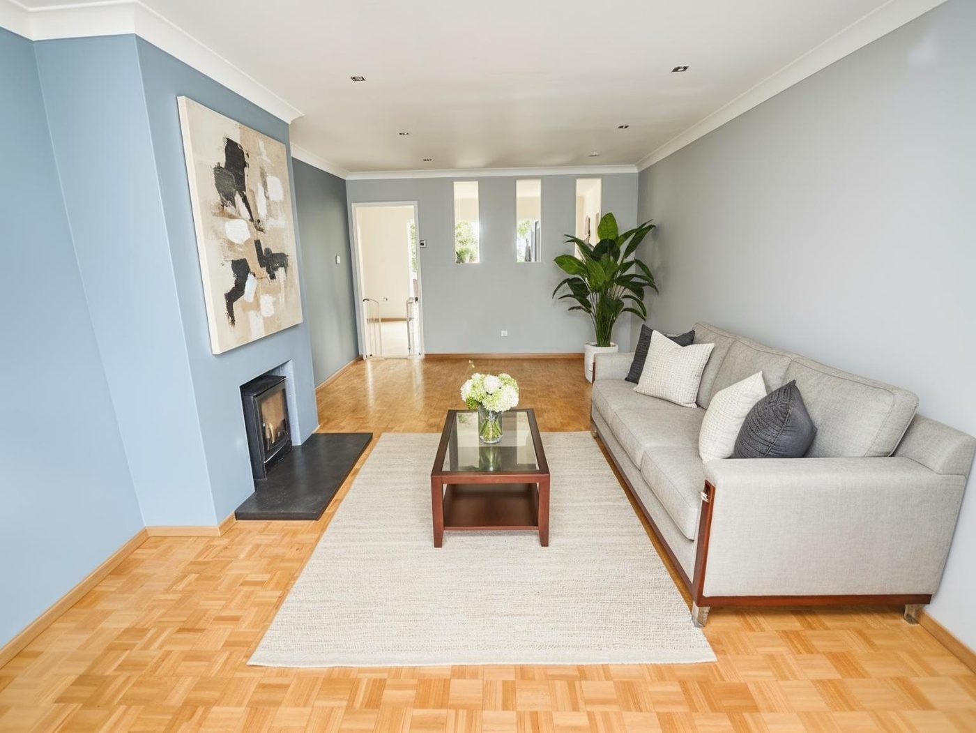 Staged room after